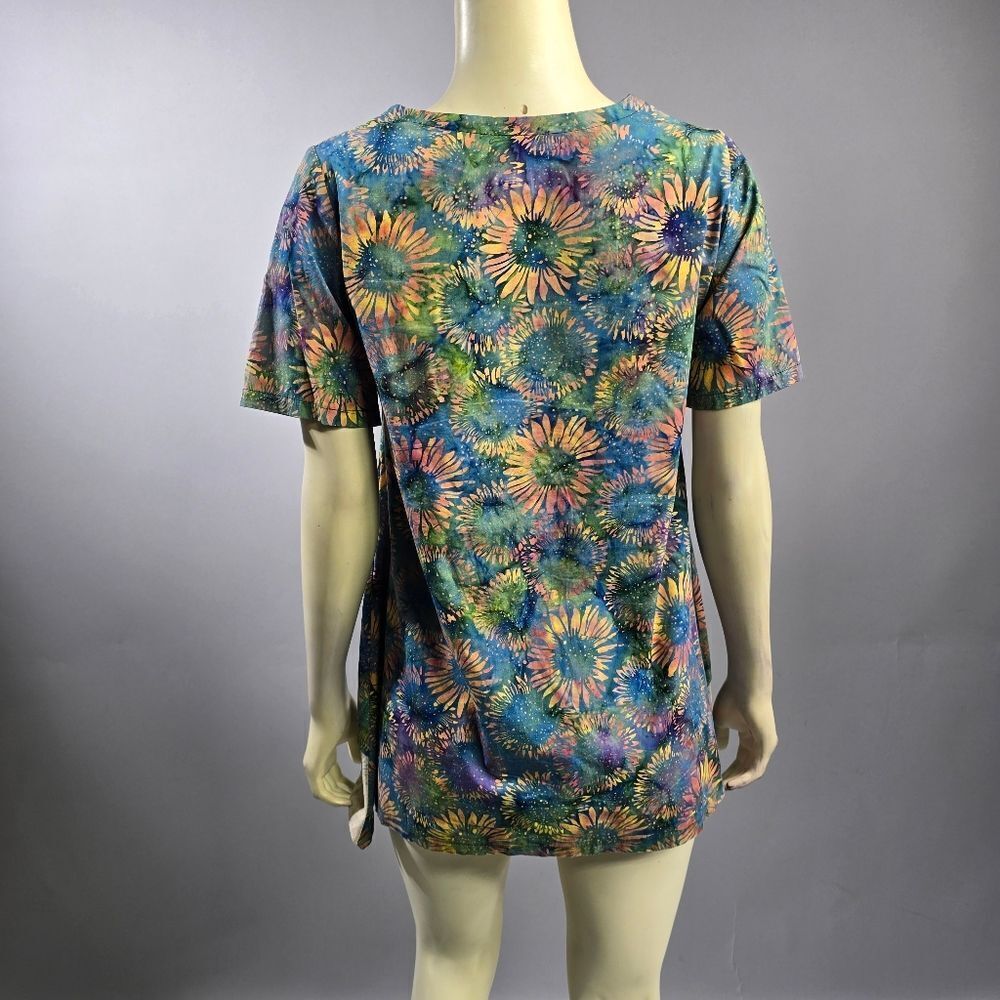 Blue and Green Short Sleeve Boxy Tunic R3 - Picture 4 of 5